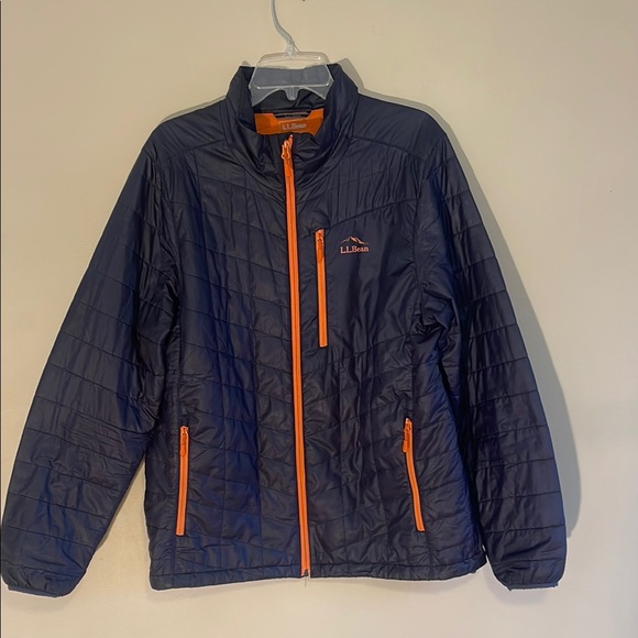 L.L. Bean Other - L.L. Bean Men's Navy Jacket Orange Accents Large Light Puffer Coat Slight Damage